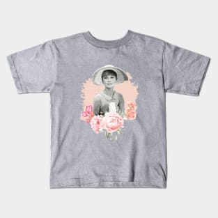 Audrey Hepburn T-Shirt Sticker Flowers Illustration Hoodie Notebook T-Shirt Kids T-Shirt